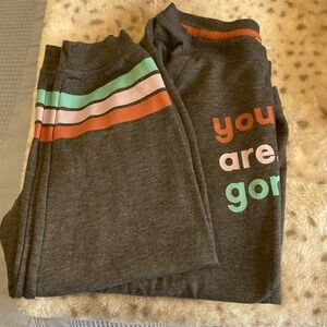 Charcoal Graphic Lounge Pants with Colorful Stripes